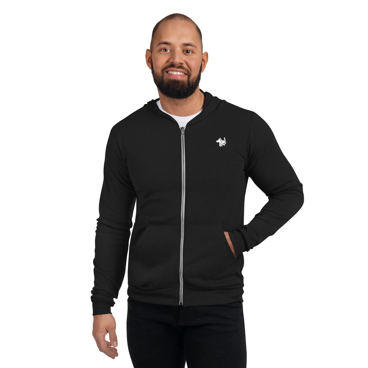 Solid Black Men's Zip Hoodie