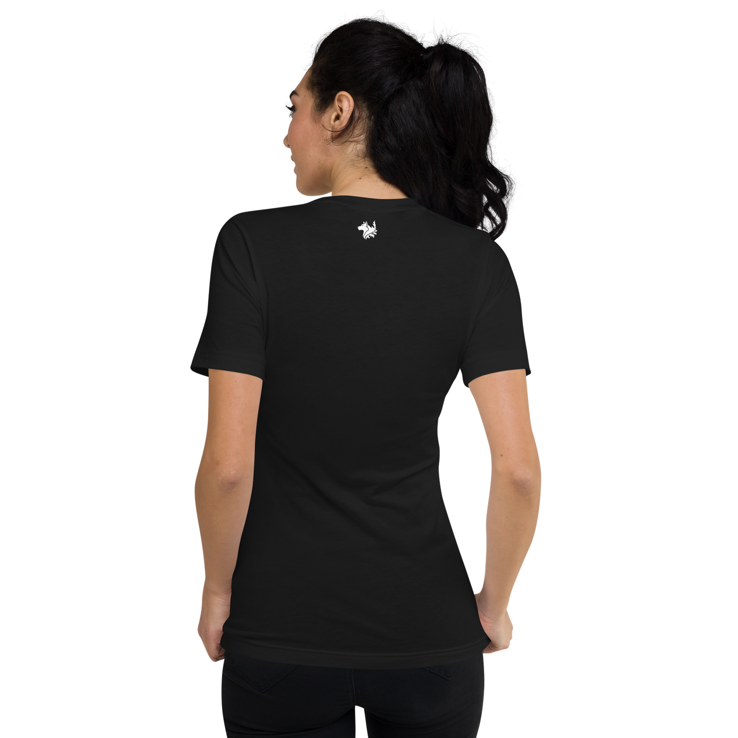 Black Women's Short Sleeve V-Neck T-Shirt
